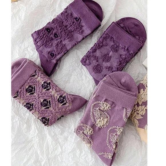 Colorful Floral Textured Socks Set - Picture 5 of 5